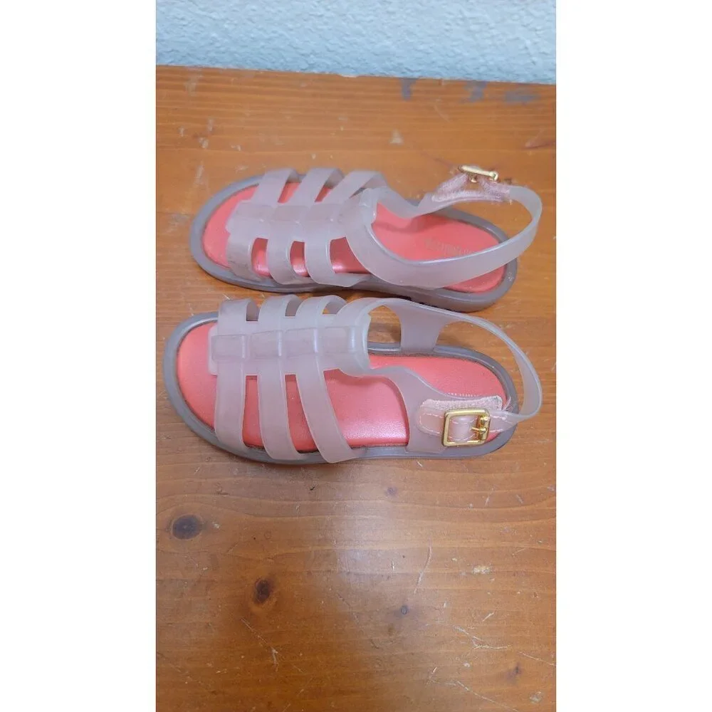 Mini Melissa Aranha Jelly Sandals Girls Size 9 Pink Coral Fisherman‎ Shoes